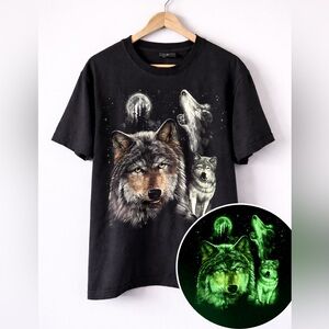 Vintage Jay’s Rock Glow in the Dark Wolf Graphic T-Shirt Black Medium